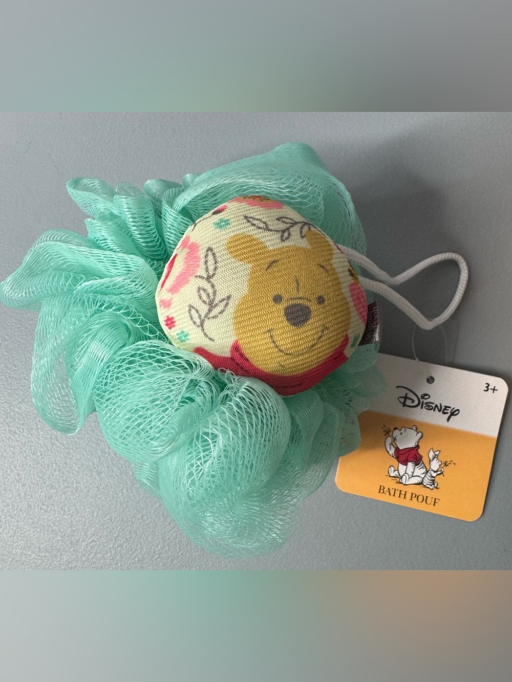 Disney Winnie the Pooh Mint Green & Yellow Bath Pouf scrubber character novelty